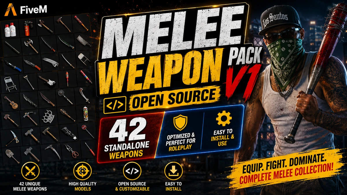 Melee Weapon Pack V1 FiveM | Open Source – 42 Standalone Weapons